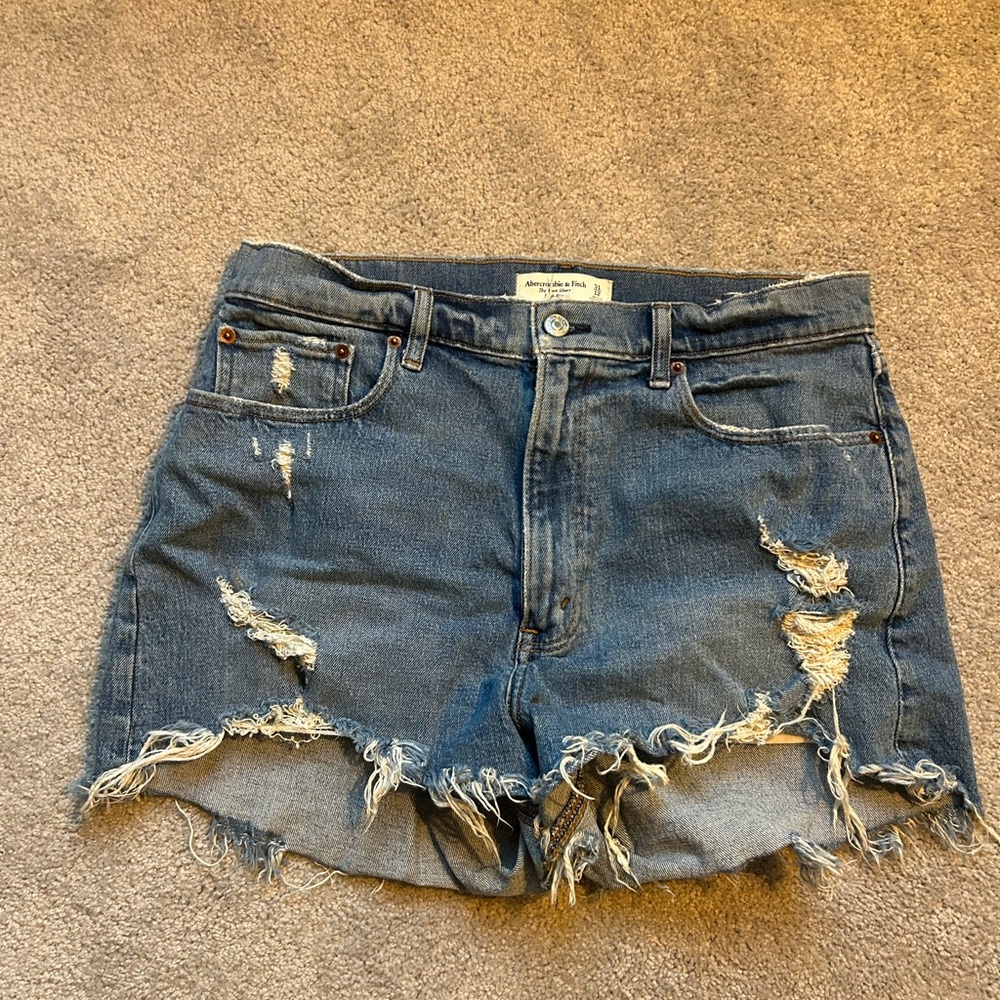 Abercrombie & Fitch Blue Jean Shorts Distressed Cut-Offs